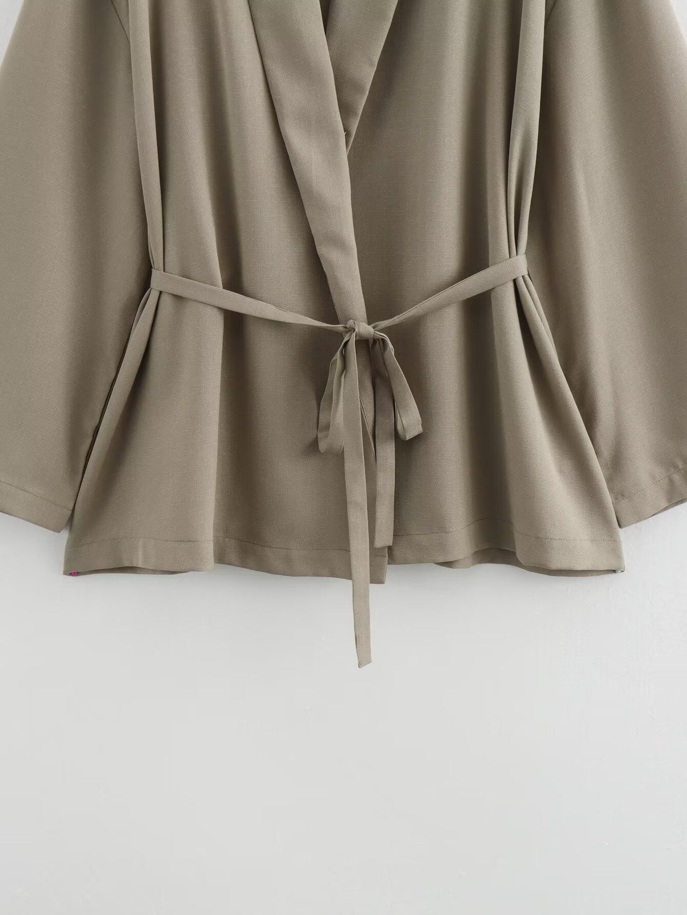 Texture Double Breasted Kimono Top Drawstring Pants Suit