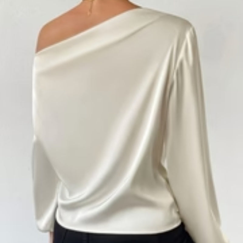 Damen Langarm-T-Shirt mit Schulterdesign und asymmetrischem Pullover-Top