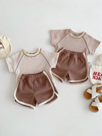 Kleidung für Babys Sommer Unisex Baby Kurzarm Outfit Oberteil und Shorts