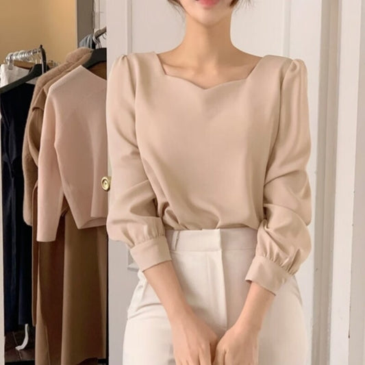 Chic Einzigartiges Pullover-Shirt mit Herzförmigem Quadratkragen