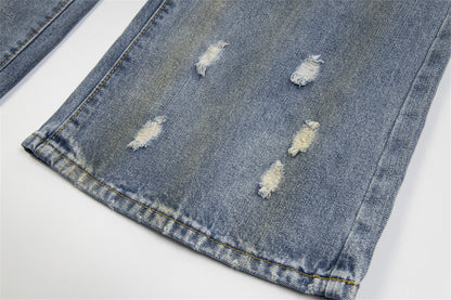 Punk Used Look zerrissene Buchstaben Denim Hose Herren