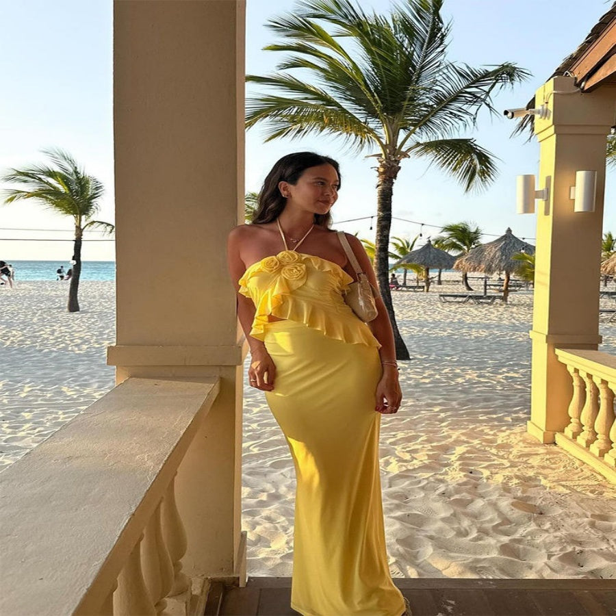 Spaghetti träger Weste hohe Taille Rock Anzug