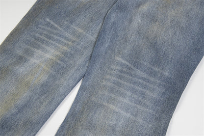 Punk Used Look zerrissene Buchstaben Denim Hose Herren