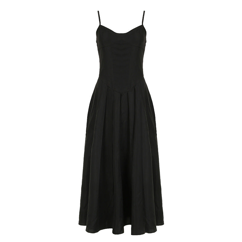 Taillenschlitz Figurbetontes Trägerkleid mit V-Ausschnitt und Rückenfrei