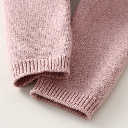 Children's knitting set with heart motif, plain sweater and pants 