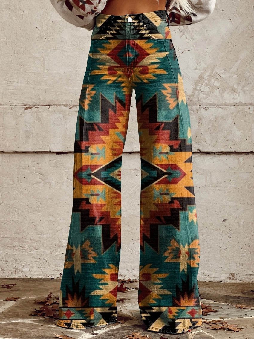 Hose mit weitem Bein Thermotransfer-Schlaghose Simulation Denim-Hose