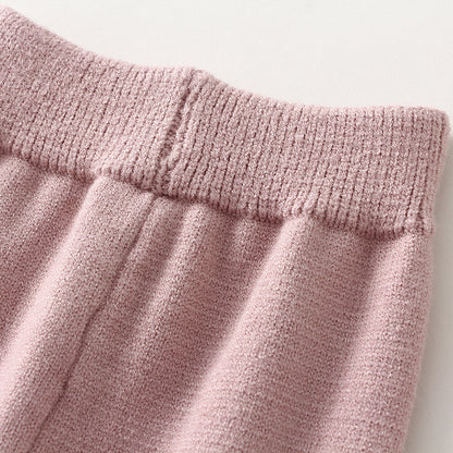 Children's knitting set with heart motif, plain sweater and pants 