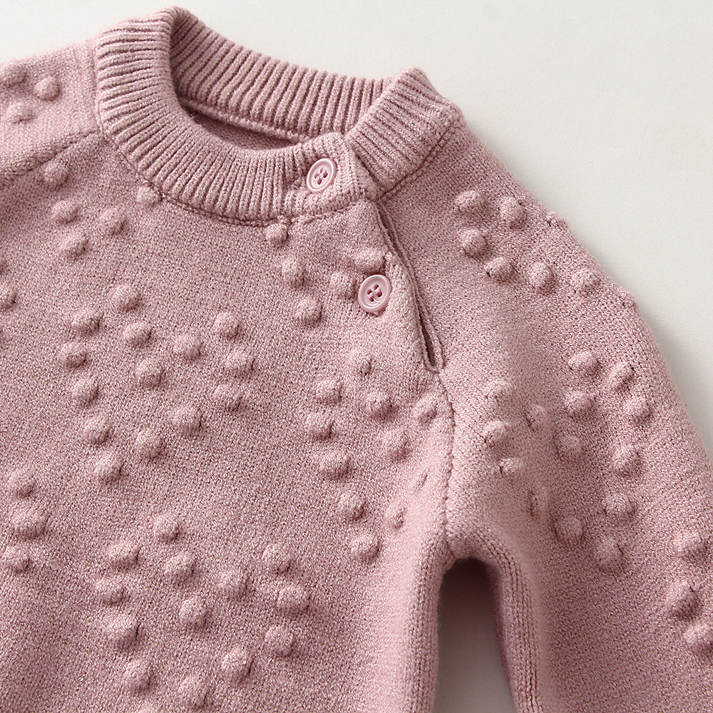 Children's knitting set with heart motif, plain sweater and pants 