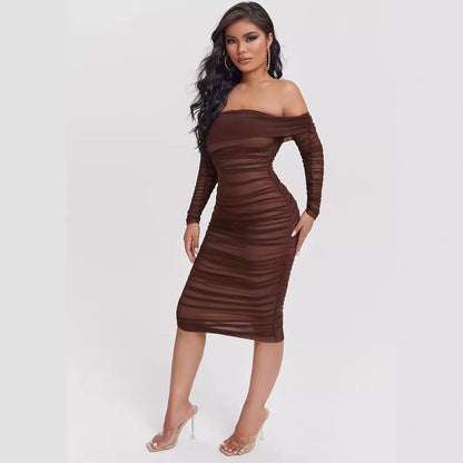 Damen Kleid mit schrägem Schulterdesign, Figurbetont