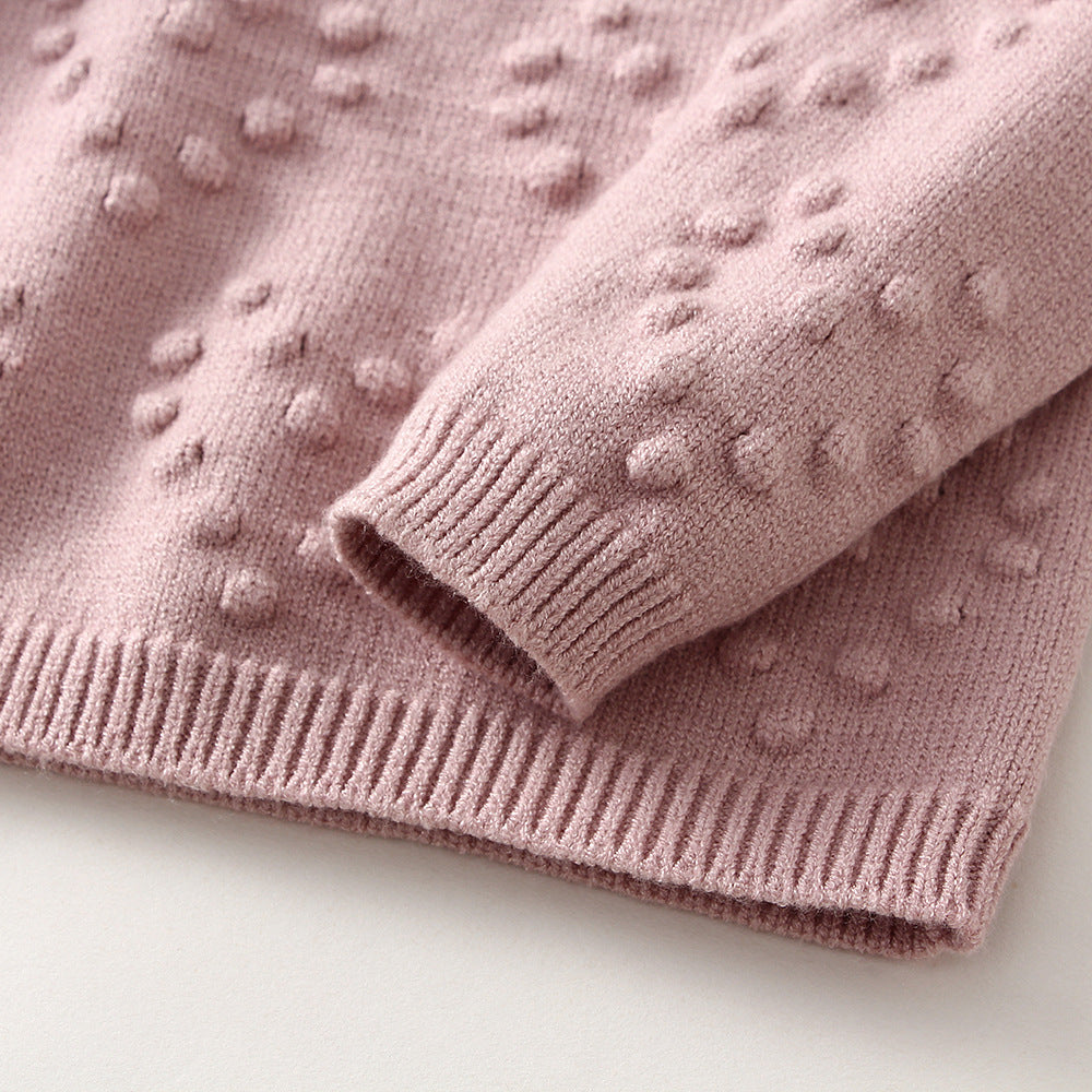 Children's knitting set with heart motif, plain sweater and pants 