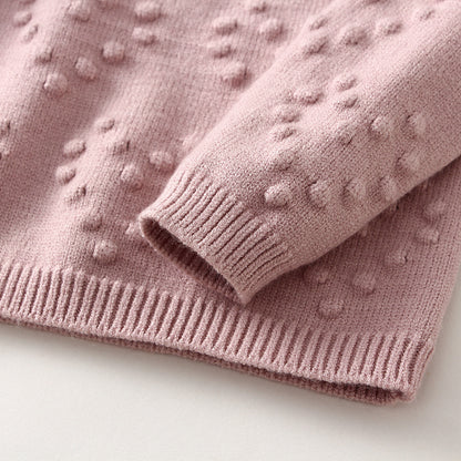 Children's knitting set with heart motif, plain sweater and pants 