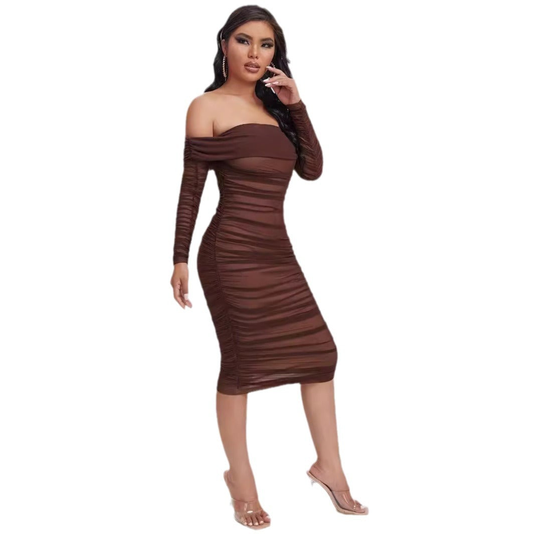 Damen Kleid mit schrägem Schulterdesign, Figurbetont