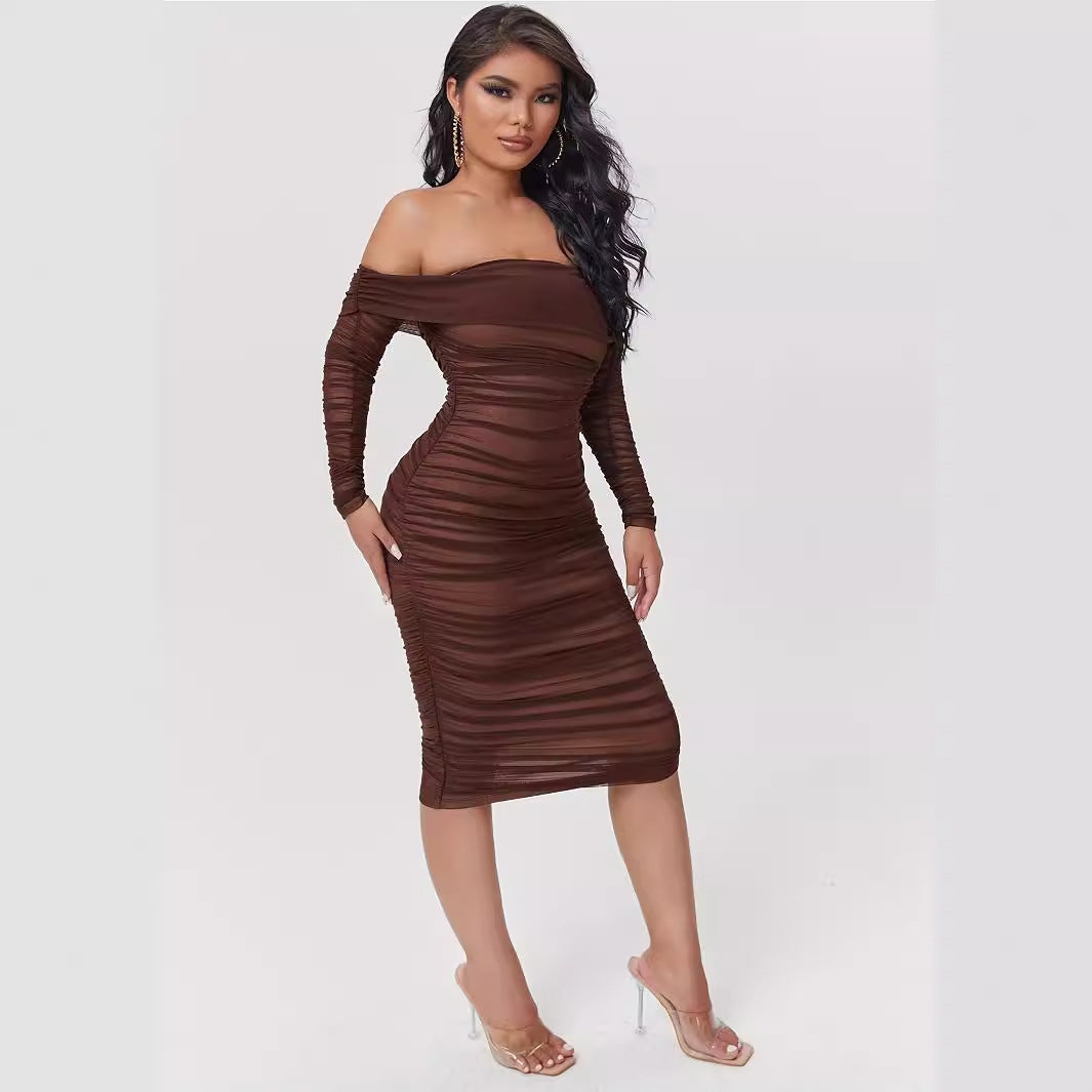Damen Kleid mit schrägem Schulterdesign, Figurbetont