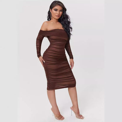 Damen Kleid mit schrägem Schulterdesign, Figurbetont