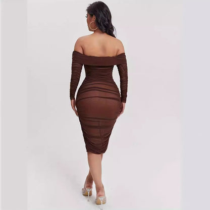 Damen Kleid mit schrägem Schulterdesign, Figurbetont