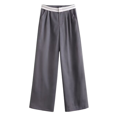 Mehrfarbige High Waist Gerade Hose in Uni- und Kontrastfarben, Lässig