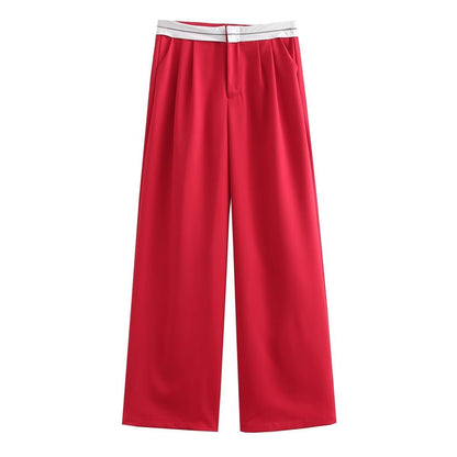 Mehrfarbige High Waist Gerade Hose in Uni- und Kontrastfarben, Lässig