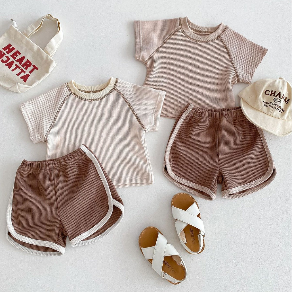 Kleidung für Babys Sommer Unisex Baby Kurzarm Outfit Oberteil und Shorts