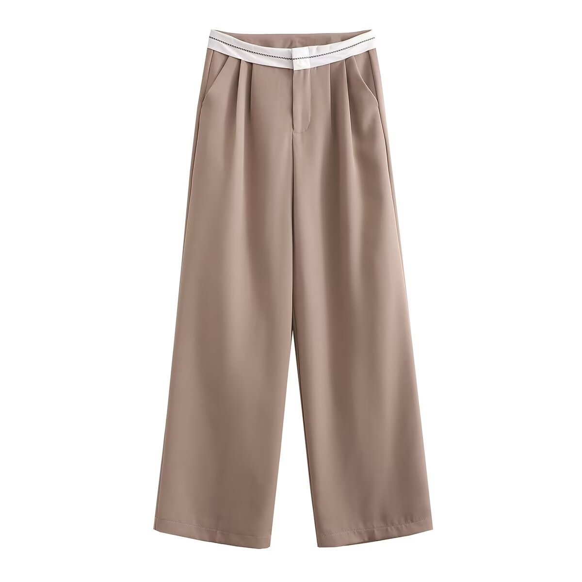 Mehrfarbige High Waist Gerade Hose in Uni- und Kontrastfarben, Lässig