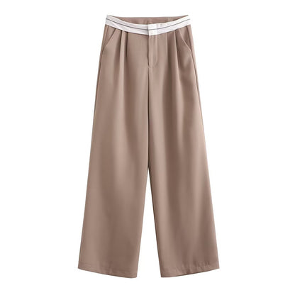 Mehrfarbige High Waist Gerade Hose in Uni- und Kontrastfarben, Lässig