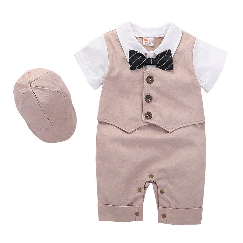 Modische Baby Kleidung Sommer Kurzarm Gentleman Jumpsuit Strampler