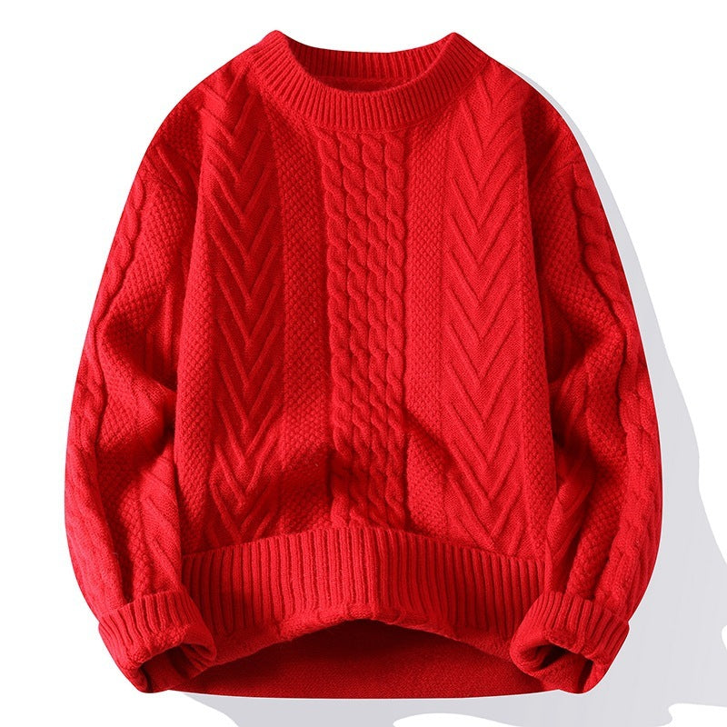 Europäischer und amerikanischer mehrfarbiger Zopfmuster-Pullover