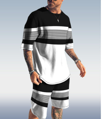 Men Trendy Casual Beach Style Texture 3D Digital Suit