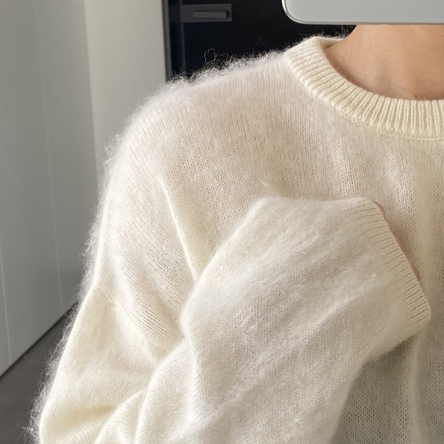 Damen Rundhals Wollbürstenpullover