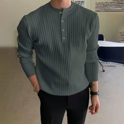 Herren-Pullover mit halbem Stehkragen und Knopfverschluss
