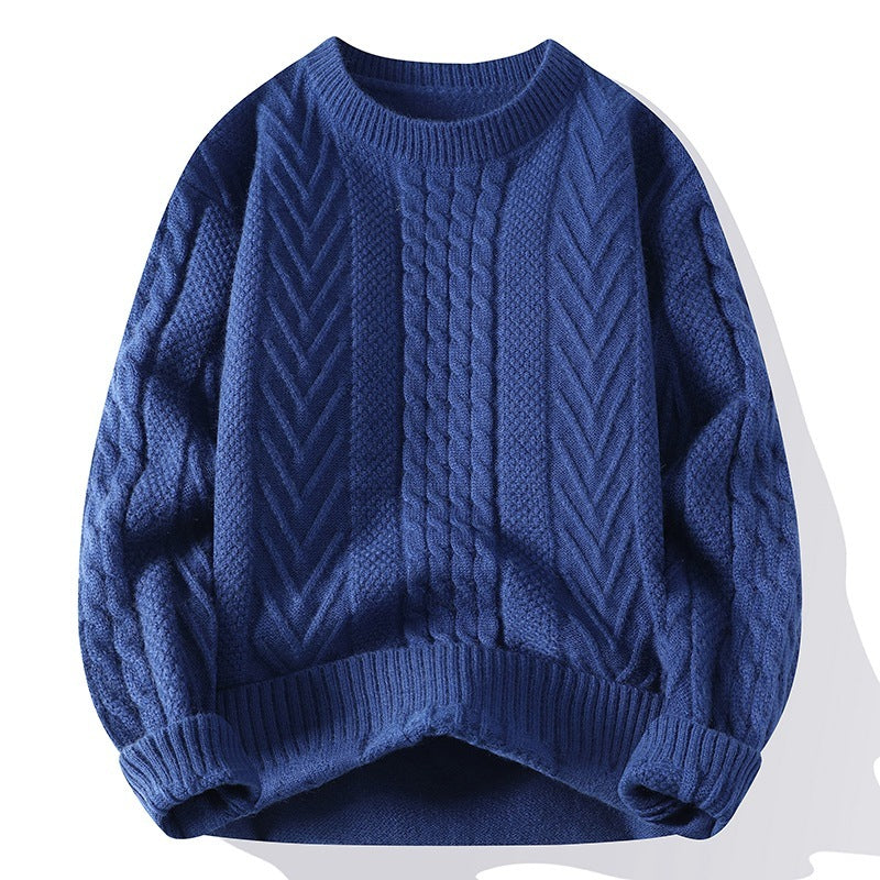 Europäischer und amerikanischer mehrfarbiger Zopfmuster-Pullover
