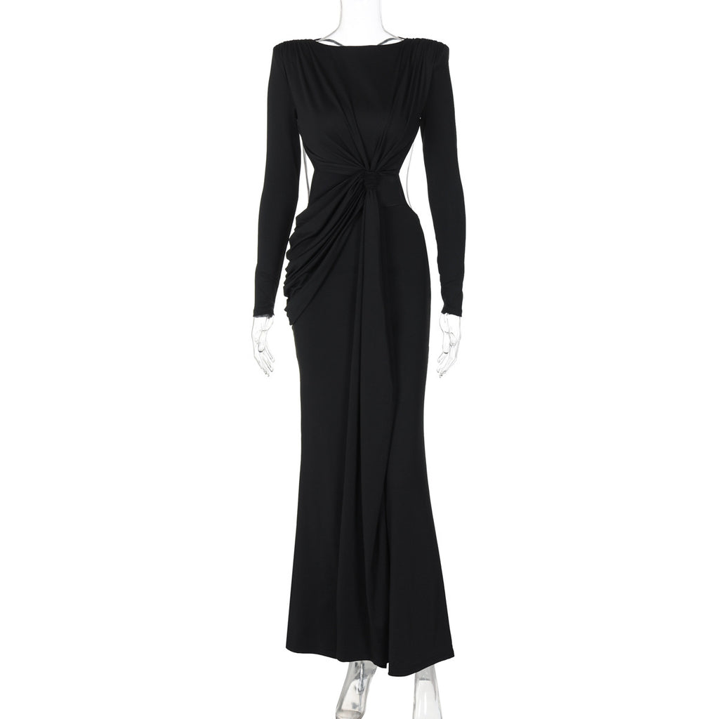 Damen Langarm Schlankmachendes Kleid