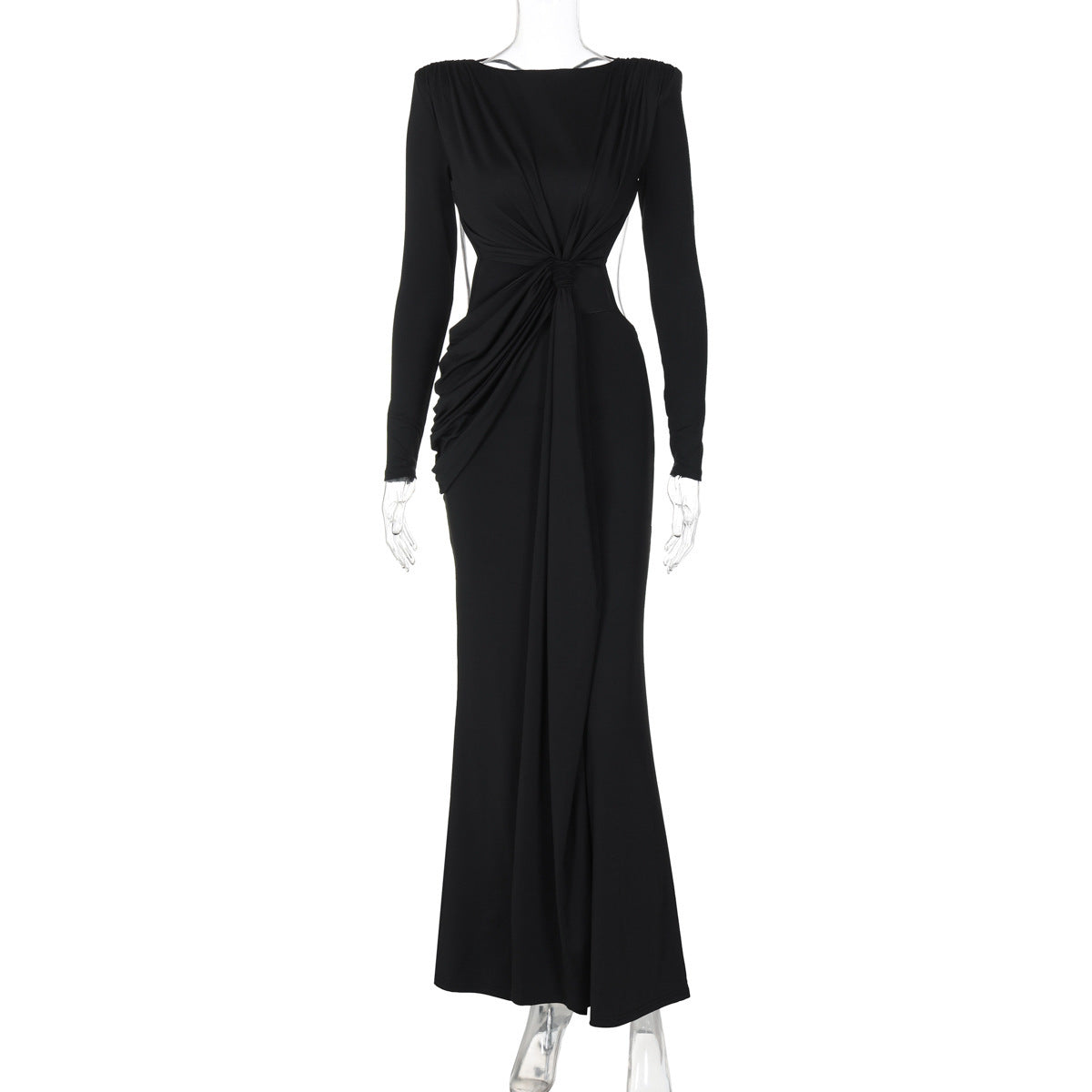 Damen Langarm Schlankmachendes Kleid