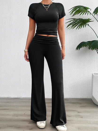 Einfarbig Slim Fit Kurzarm Hosen Anzug