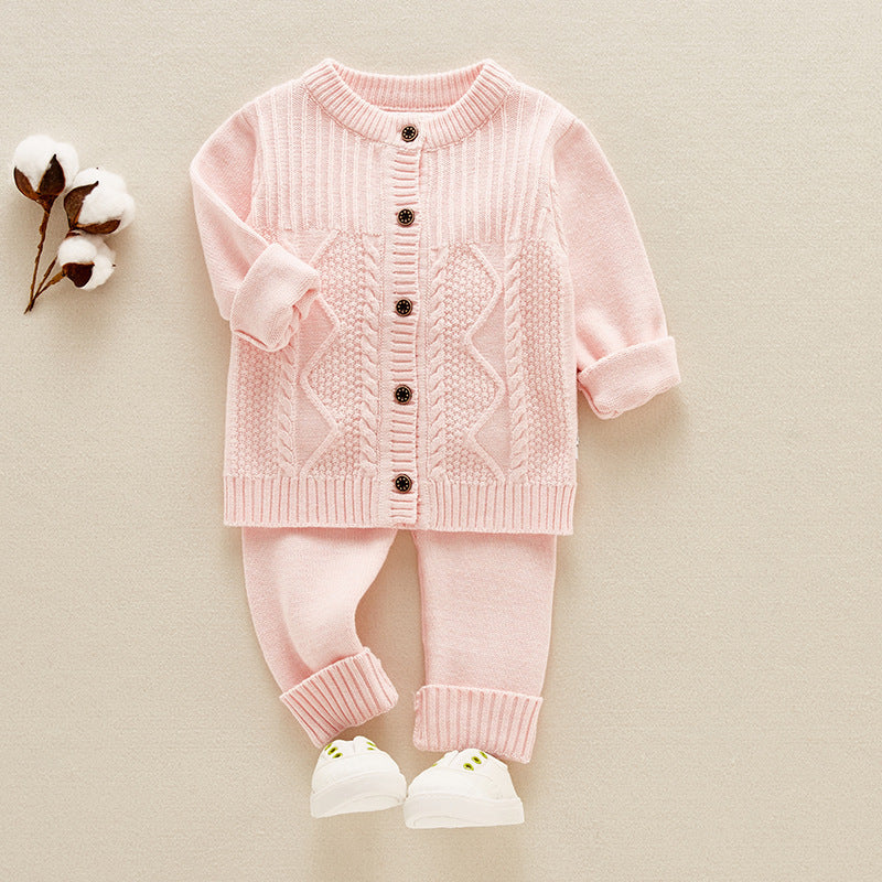 Baby Pullover aus Baumwolle, gestrickter Kinderanzug für 0-2 Jahre, für Jungen und Mädchen