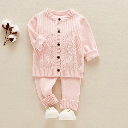 Baby Pullover aus Baumwolle, gestrickter Kinderanzug für 0-2 Jahre, für Jungen und Mädchen