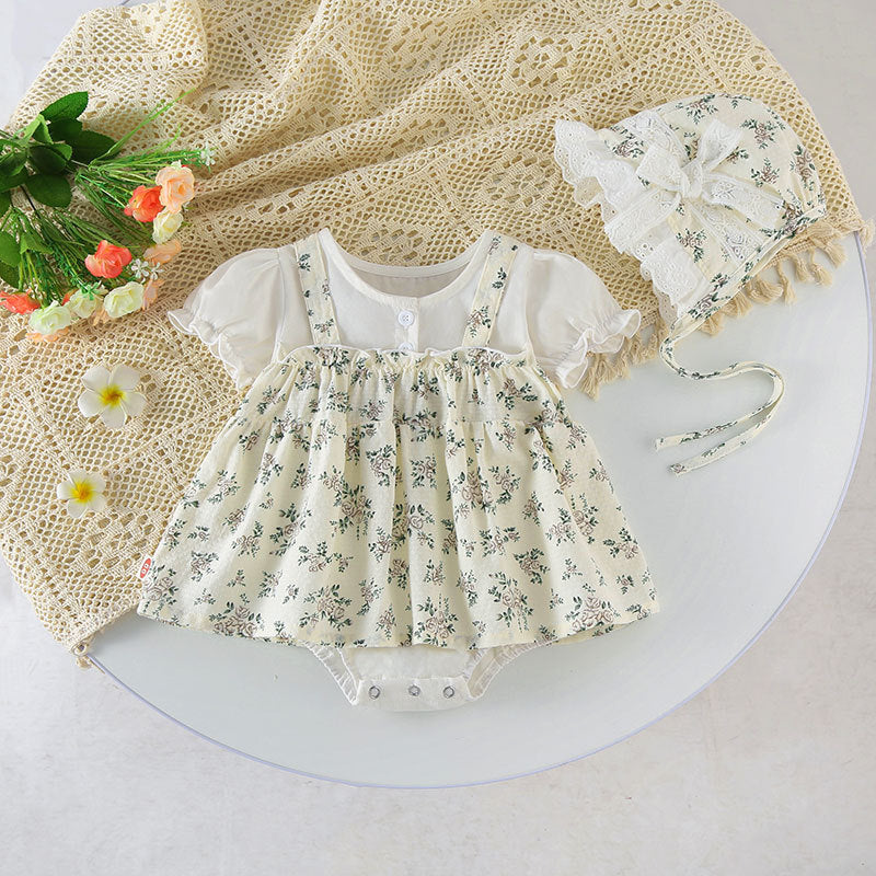 Sommerkleidung für Babys Prinzessin Super Süßer Dünner Body Bedruckter Kurzarm Internet-Promi-Strampler