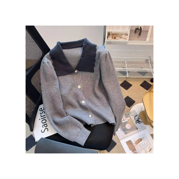 Schlichter Knopfleisten-Kragen Kurzpullover