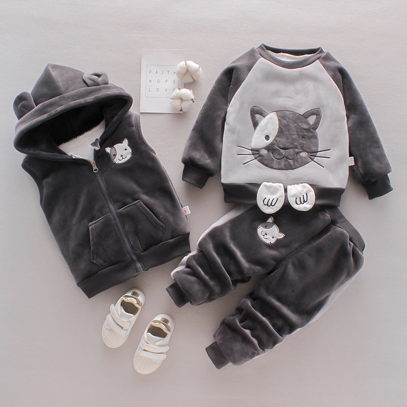 New Children's Clothing Winter Clothes for Boys Baby Thick Three-piece Set