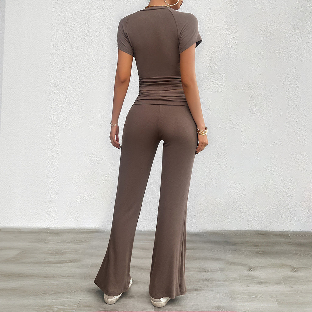 Einfarbig Slim Fit Kurzarm Hosen Anzug