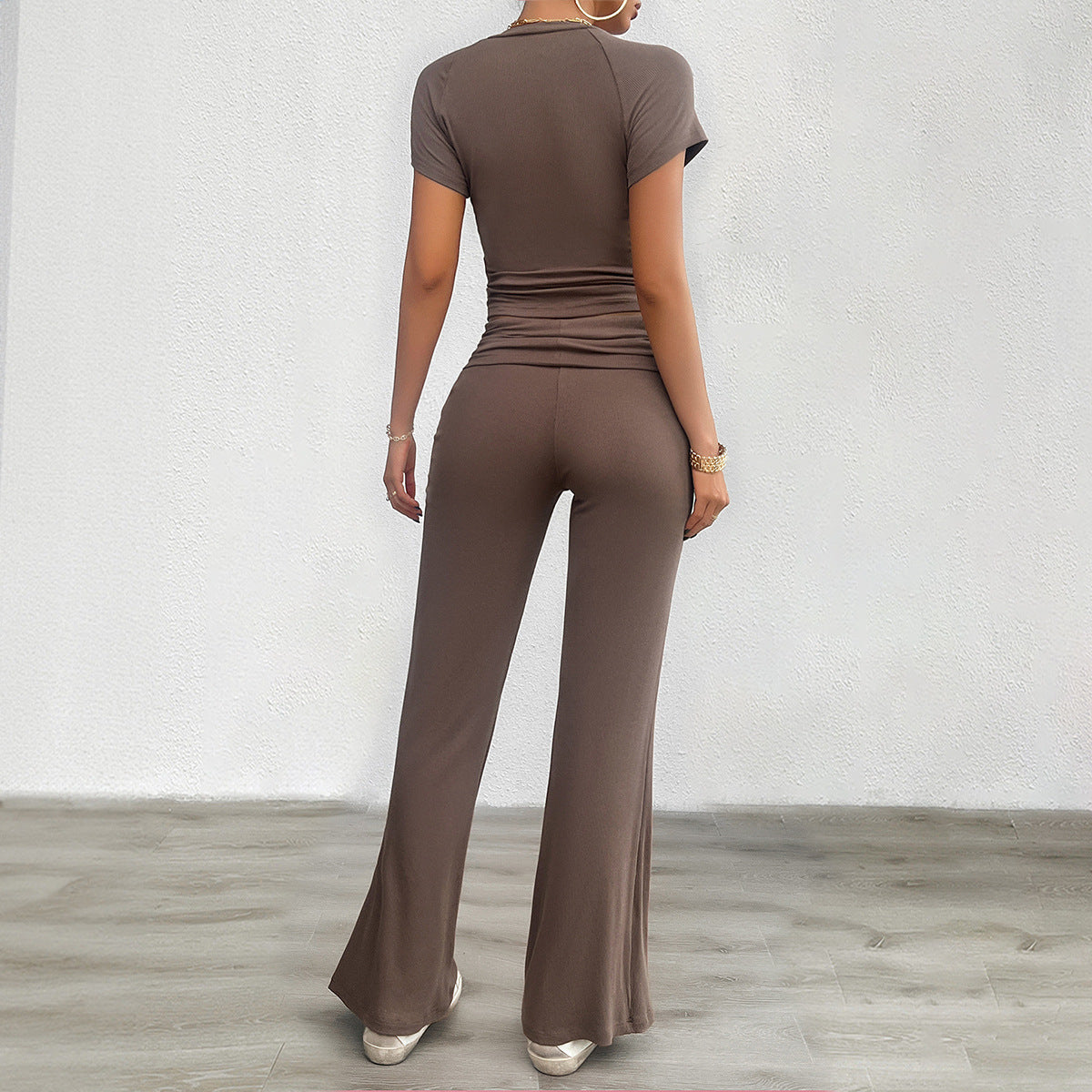 Einfarbig Slim Fit Kurzarm Hosen Anzug