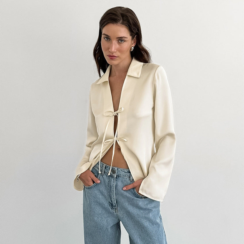 Herbst europäische und amerikanische Mode lose Aprikosen Cardigan Top Damen bekleidung
