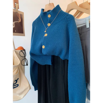 Hochkragen Weicher Klebriger Kurzpullover-Mantel