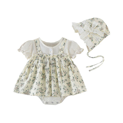 Sommerkleidung für Babys Prinzessin Super Süßer Dünner Body Bedruckter Kurzarm Internet-Promi-Strampler
