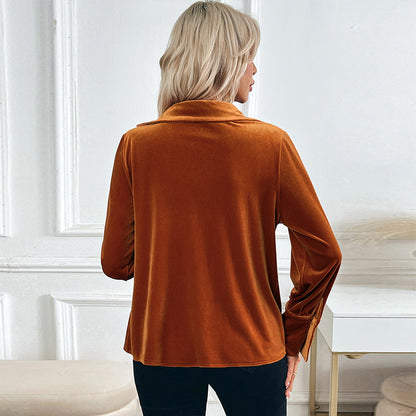 Elegantes Vintage-Hemd aus Samt mit Schwingkragen
