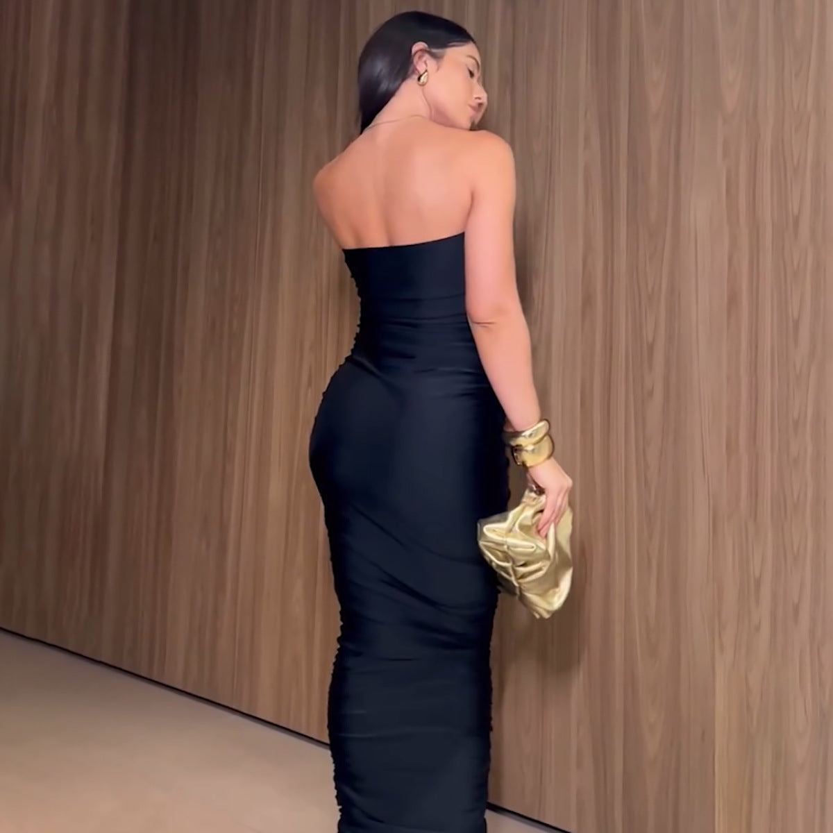 Damenmode V-Ausschnitt Rückenfreies Figurbetontes Kleid