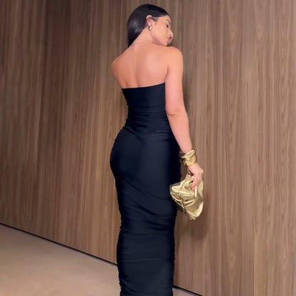 Damenmode V-Ausschnitt Rückenfreies Figurbetontes Kleid