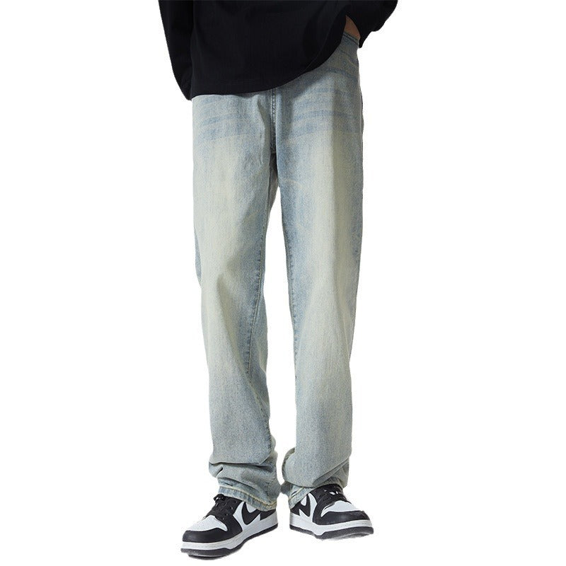 Lockere gerade Retro Weitbein-Hose