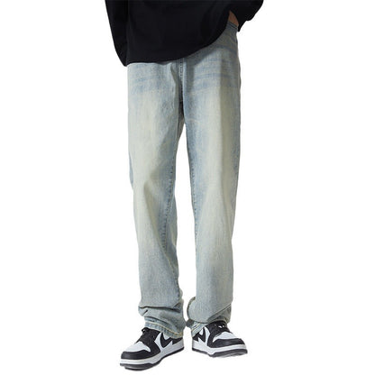 Lockere gerade Retro Weitbein-Hose