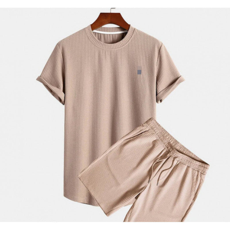 Round Neck Men's Short Sleeve Sports Fashion Loose Two-Piece Suit