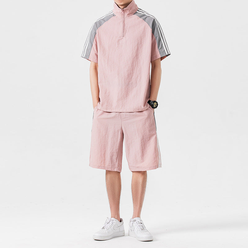 Japanese style retro leisure suit with sports shorts